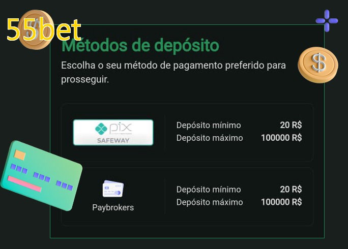 O cassino 55betbet oferece uma grande variedade de métodos de pagamento